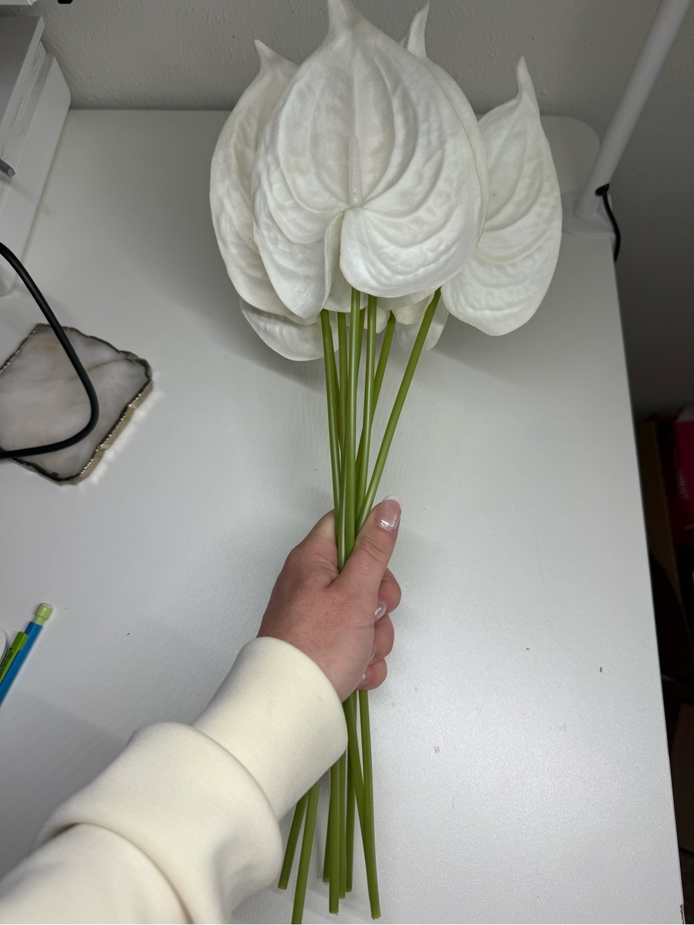 White Anthurium Faux Flower Bundle - Home Accents